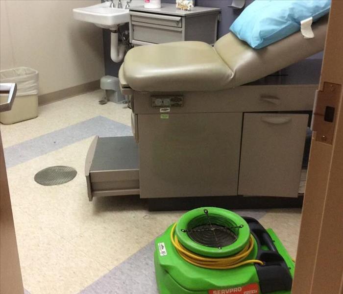 green fan in patient room of doctor's office